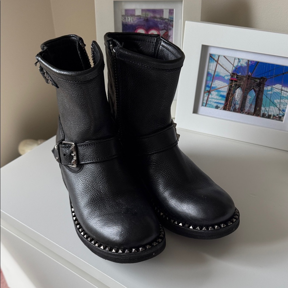 Ash Black Ankle Boots with Silver Studs